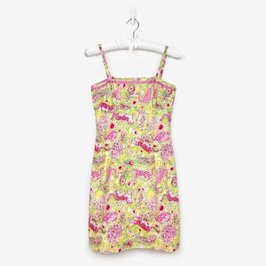 Key West Safari Mini Dress Size 8 Pink Green Tropical Resort Cruise Vacation